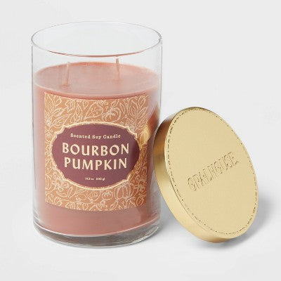 21.5oz Lidded Glass Jar 2-Wick Bourbon Pumpkin Candle - Opalhouse™