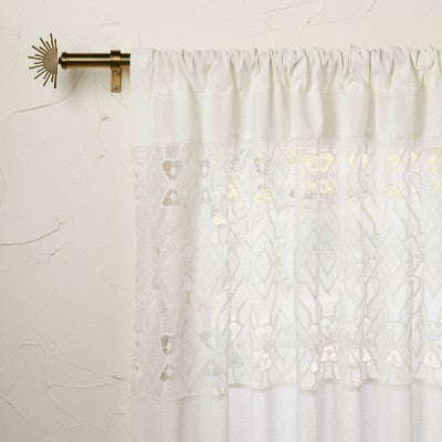 1pc Sheer Banded Geo Macrame Window Curtain Panel White - Opalhouse™ Designed With Jungalow™