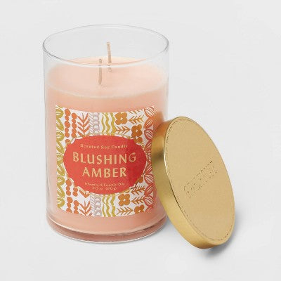 21.5oz 2-Wick Blushing Amber Lidded Glass Jar Candle Orange - Opalhouse™