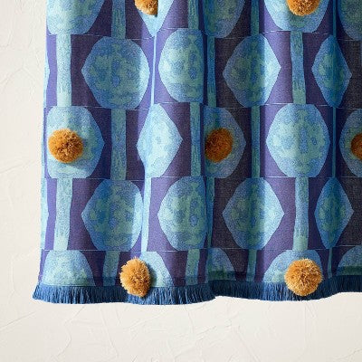 In The Name Of Love Shower Curtain With Poms Blue - Opalhouse™ Designed By Jungalow™