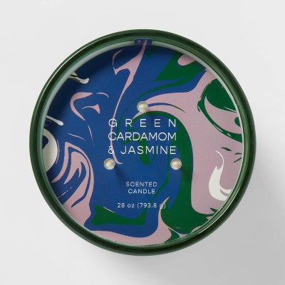 28oz Glass Cardamom & Jasmine Candle Green - Opalhouse™