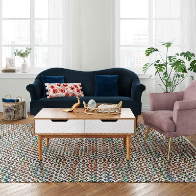  7'x10' Striped Diamond Woven Area Rug Blue - Opalhouse™