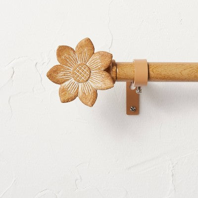  Flower Faux Wood Curtain Rod Natural Wood - Opalhouse™ Designed With Jungalow™