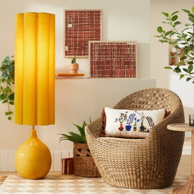  Floor Lamp Yellow Ceramic With Elongated Shade (Includes LED Light Bulb) - Opalhouse™ Designed With Jungalow™