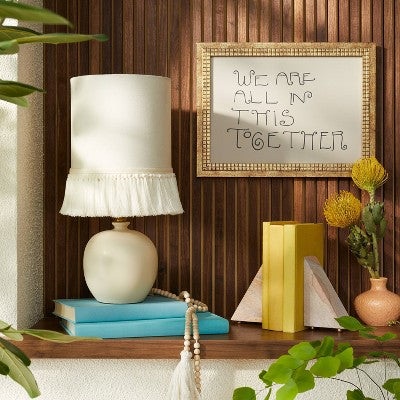  Small Table Lamp With Fringe Shade Off-White (Includes LED Light Bulb) - Opalhouse™ Designed With Jungalow™