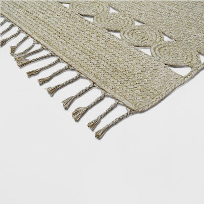  7' X 10' Braided Rectangle Tassels Outdoor Rug Neutral - Opalhouse™