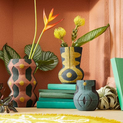  Medium Geo Pattern Vase Yellow - Opalhouse™ Designed With Jungalow™