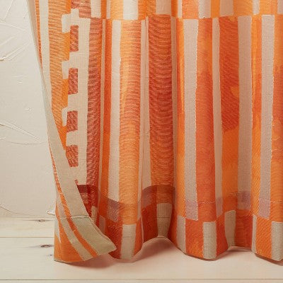  1pc Sheer Ophelia Printed Burnout Window Curtain Panel Orange - Opalhouse™ Designed With Jungalow™ 