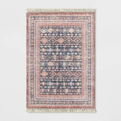  Alexandra Floral Printed Border Persian Rug Blush - Opalhouse™