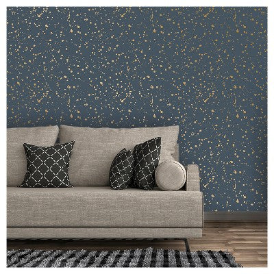  Celestial Peel & Stick Wallpaper Navy/Gold - Opalhouse™: Removable Vinyl, Self-Adhesive, Stain-Resistant, 27.5 Sq Ft Coverage