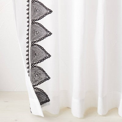 1pc Light Filtering Diamond Border Window Curtain Panel White - Opalhouse™ Designed With Jungalow™