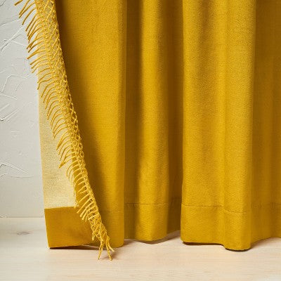  1pc Light Filtering Velvet Macrame Trim Window Curtain Panel - Opalhouse™ Designed With Jungalow™