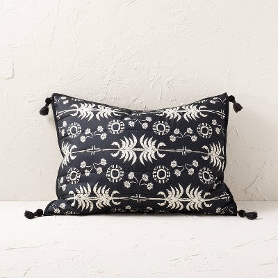  Palm Frond Printed Quilt Sham Black/Off-White - Opalhouse™ Designed With Jungalow™