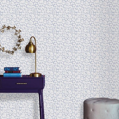  Animal Print Peel & Stick Wallpaper White/Light Blue - Opalhouse™: Removable, Bohemian Leopard Spot, Vinyl, 27.5 Sq Ft