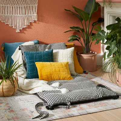  Woven Textured Lounge Pillow Dark Gray/Off-White - Opalhouse™ Designed With Jungalow™