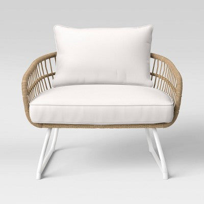  Southport Outdoor Patio Chair With Metal Legs, Club Chair Natural/White - Opalhouse™