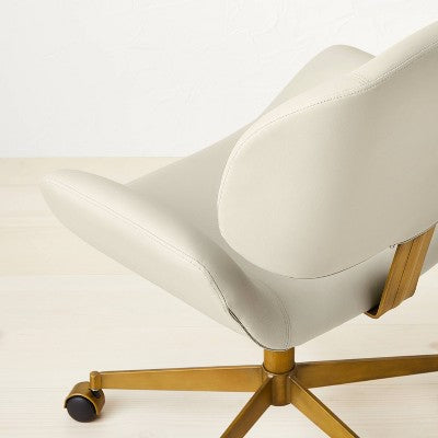  Mahonia Faux Leather Office Chair Cream/Aged Brass - Opalhouse™ Designed With Jungalow™
