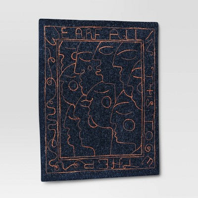  30" X 36" We Are All In This Together Cotton Embroidered Woven Polyester/Cotton Slub Wall Art Blue - Opalhouse™