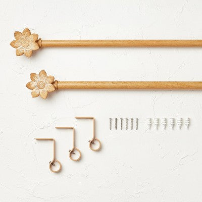 Flower Faux Wood Curtain Rod Natural Wood - Opalhouse™ Designed With Jungalow™