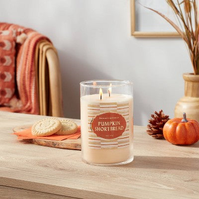  21.5oz 2-Wick Lidded Glass Jar Pumpkin Shortbread Candle Orange - Opalhouse™