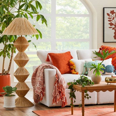  Faux Raffia Floor Lamp Brown (Includes LED Light Bulb) - Opalhouse™ Designed With Jungalow