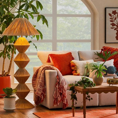  Faux Raffia Floor Lamp Brown (Includes LED Light Bulb) - Opalhouse™ Designed With Jungalow