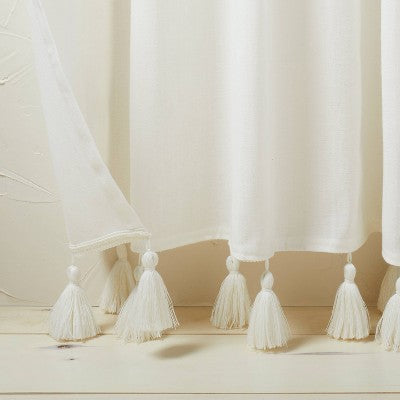  1pc Sheer Banded Geo Macrame Window Curtain Panel White - Opalhouse™ Designed With Jungalow™ 