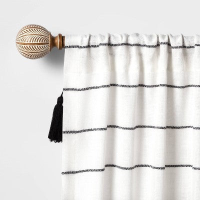  Carved Light Woodtone Ball Curtain Rod Natural - Opalhouse™