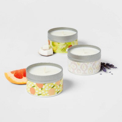  12.15oz Tin Gift Set Silver With Embossed Yellow Candle - Opalhouse™