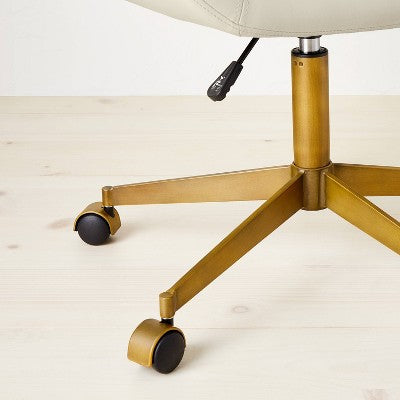  Mahonia Faux Leather Office Chair Cream/Aged Brass - Opalhouse™ Designed With Jungalow™