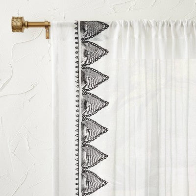  1pc Light Filtering Diamond Border Window Curtain Panel White - Opalhouse™ Designed With Jungalow™
