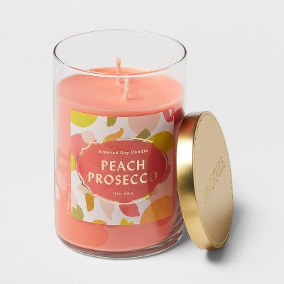  21.5oz Lidded Glass Jar 2-Wick Candle Peach Prosecco - Opalhouse™