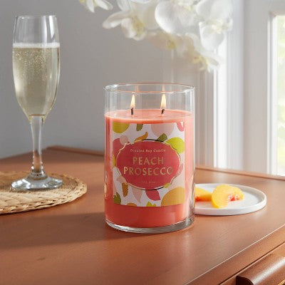  21.5oz Lidded Glass Jar 2-Wick Candle Peach Prosecco - Opalhouse™