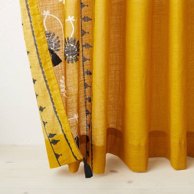  2pk Light Filtering Doorway Embroidery Window Curtain Panels Gold - Opalhouse™ Designed With Jungalow™