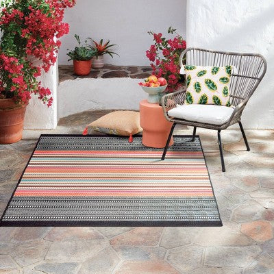  5' X 7' Outdoor Rug Multi Stripe Global Pink - Opalhouse™