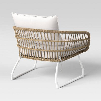  Southport Outdoor Patio Chair With Metal Legs, Club Chair Natural/White - Opalhouse™