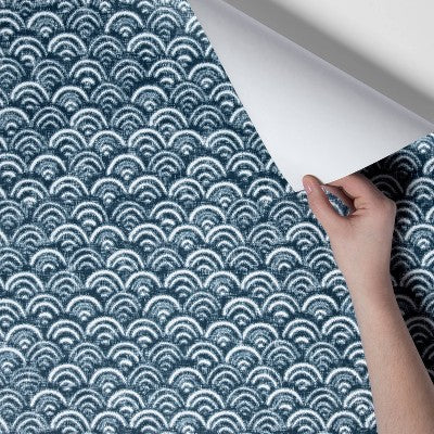  Rainbow Scallops Peel & Stick Wallpaper Blue/White - Opalhouse™: Removable, Temporary, Vinyl, Kitchen Decor
