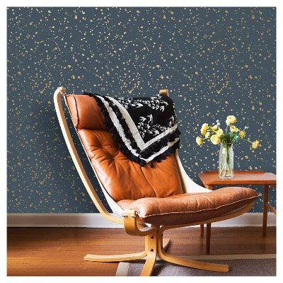  Celestial Peel & Stick Wallpaper Navy/Gold - Opalhouse™: Removable Vinyl, Self-Adhesive, Stain-Resistant, 27.5 Sq Ft Coverage