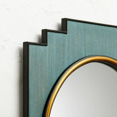  24" X 30" Wood And Brass Wall Mirror Blue - Opalhouse™ Designed With Jungalow™