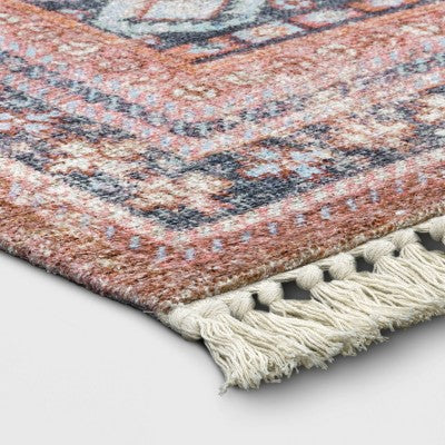  Alexandra Floral Printed Border Persian Rug Blush - Opalhouse™