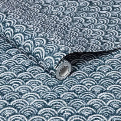  Rainbow Scallops Peel & Stick Wallpaper Blue/White - Opalhouse™: Removable, Temporary, Vinyl, Kitchen Decor