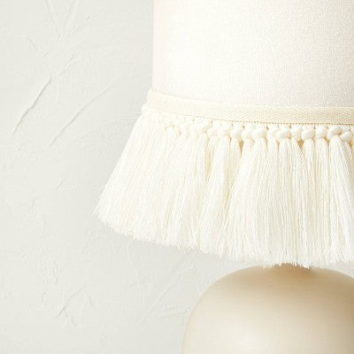 Small Table Lamp With Fringe Shade Off-White (Includes LED Light Bulb) - Opalhouse™ Designed With Jungalow™