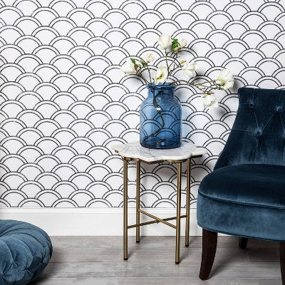  Scallops Peel & Stick Wallpaper Black/White - Opalhouse™: Removable Vinyl, Self-Adhesive, Washable, 27.5 Sq Ft Coverage