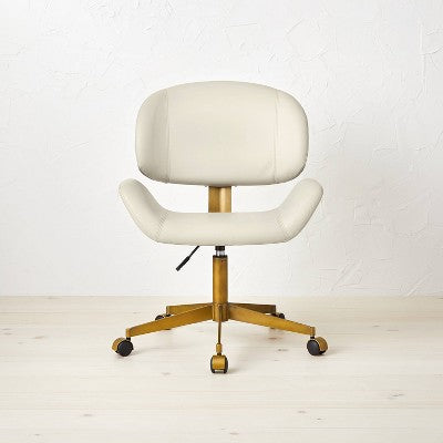  Mahonia Faux Leather Office Chair Cream/Aged Brass - Opalhouse™ Designed With Jungalow™