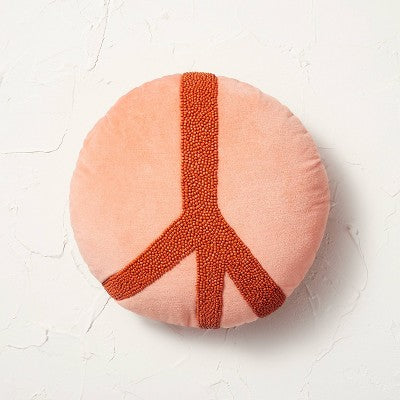  Beaded Peace Sign Round Throw Pillow - Opalhouse™ Designed With Jungalow™