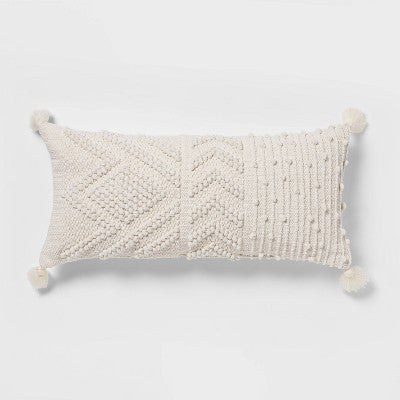  Oversize Embroidered Textured Lumbar Throw Pillow - Opalhouse™