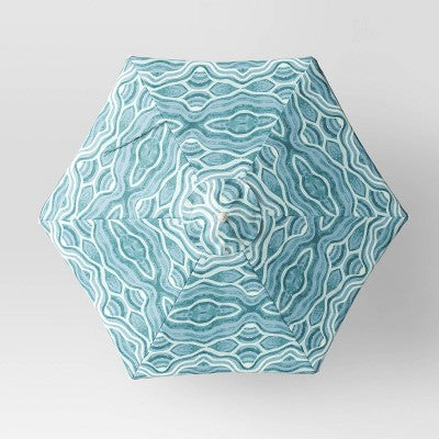  7.5'x7.5' Decorative Trim Scalloped Outdoor Market Umbrella Blue - Opalhouse™ Designed With Jungalow™