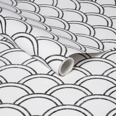  Scallops Peel & Stick Wallpaper Black/White - Opalhouse™: Removable Vinyl, Self-Adhesive, Washable, 27.5 Sq Ft Coverage