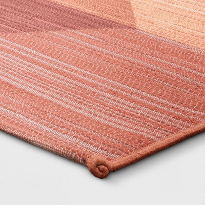  7'x10' Scandi Asymmetrical Rectangular Woven Outdoor Area Rug Bright Peach - Opalhouse™