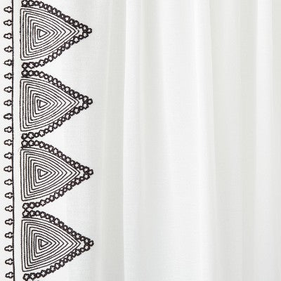  1pc Light Filtering Diamond Border Window Curtain Panel White - Opalhouse™ Designed With Jungalow™